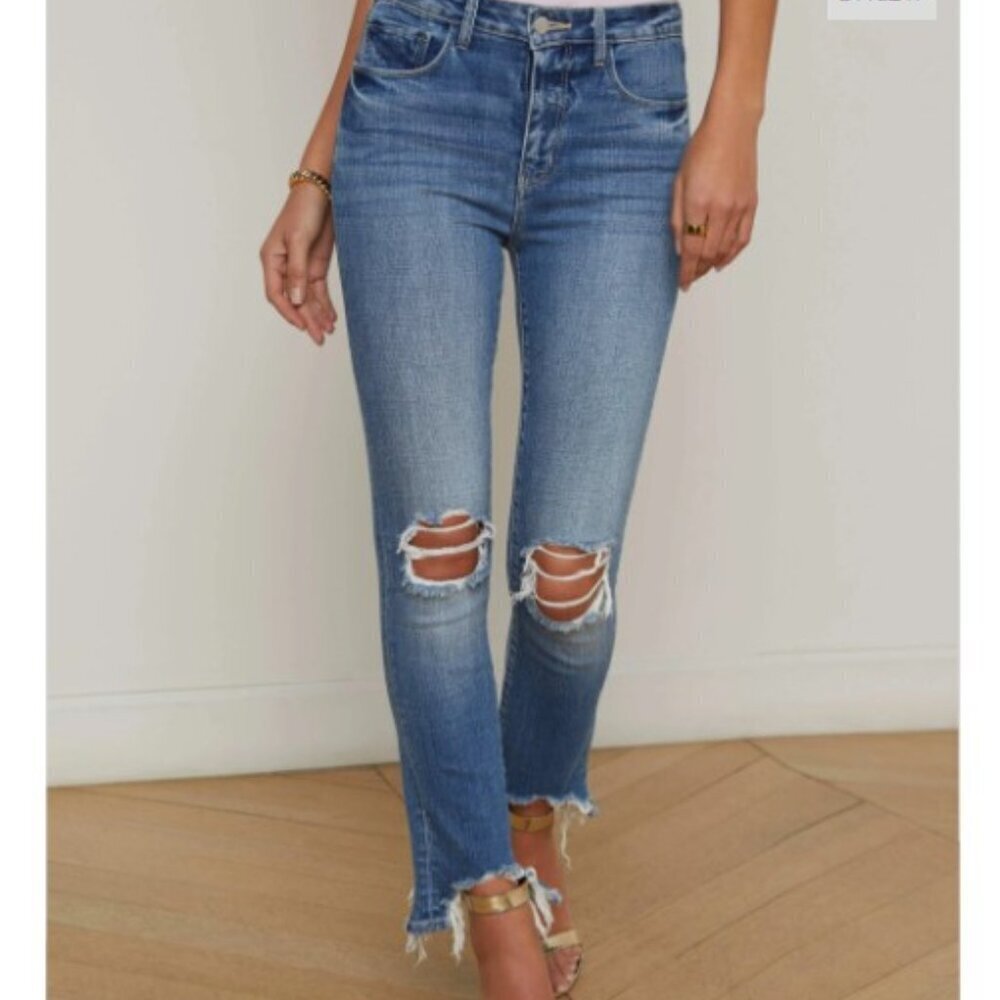 L'AGENCE High Line Distressed Skinny Jean in 'Huxley Destruct' Wash - Size 26